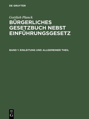 cover image of Einleitung und Allgemeiner Theil